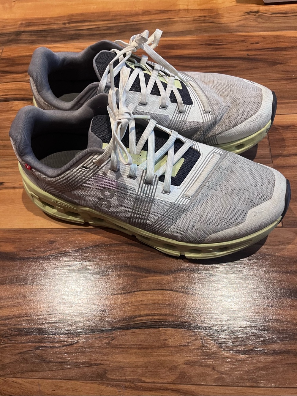 On Running Light Gray and Pale Yellow Low-Top Running Shoes